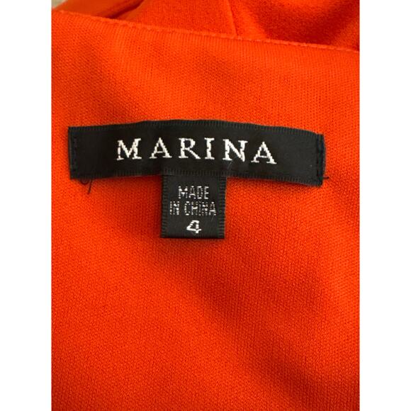 Marina Cold Shoulder Faux Sarong Waist Tie Overlay Jumpsuit Red‎ Size 4 - Picture 9 of 10